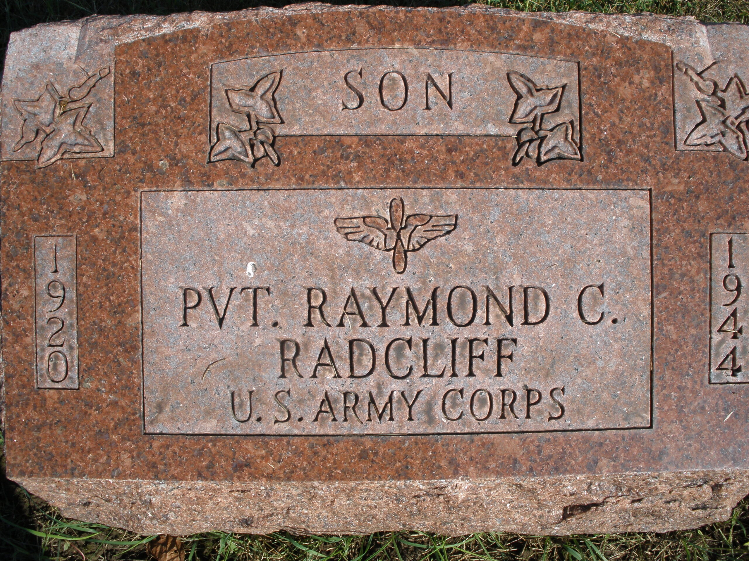 Tombstone of PVC Raymond C Radcliff US Army 