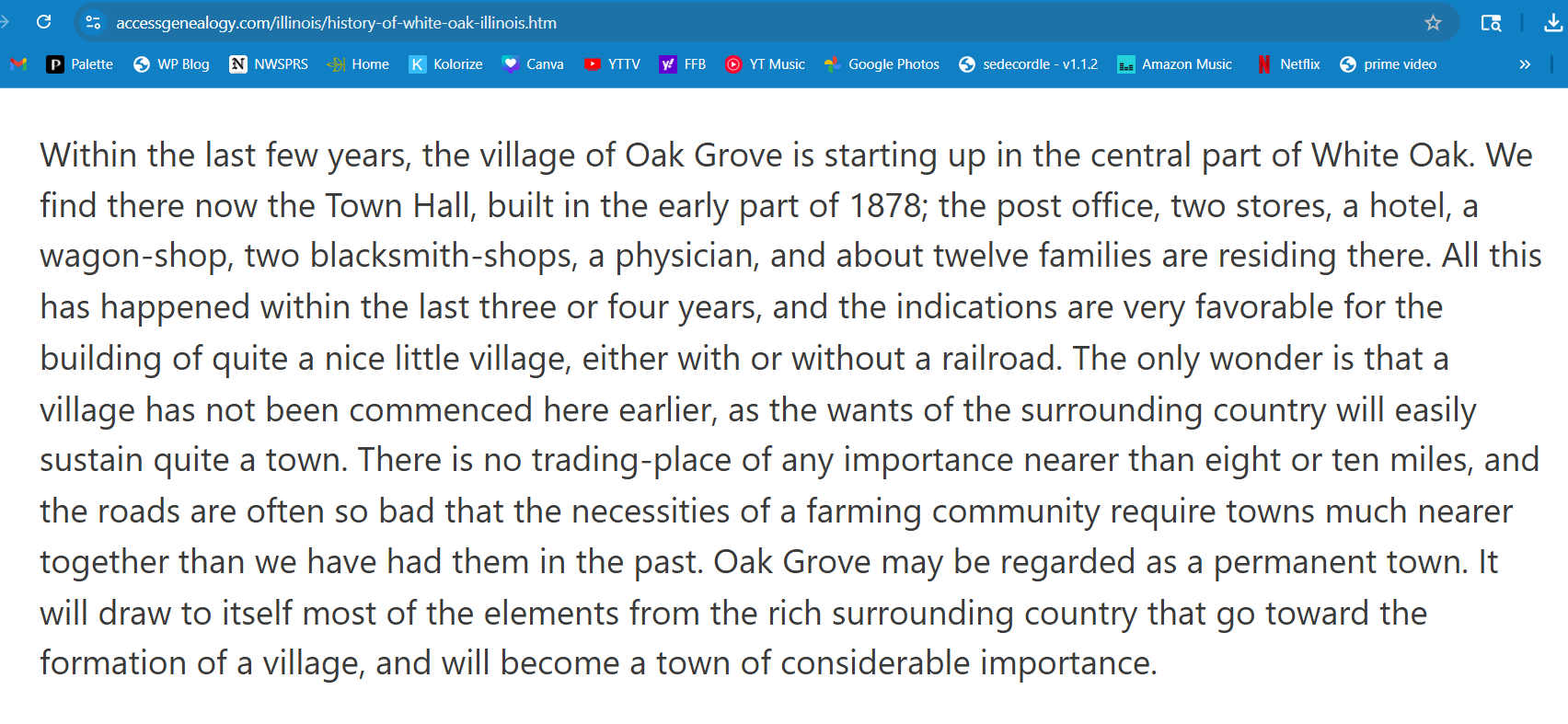 History of Oak Grove