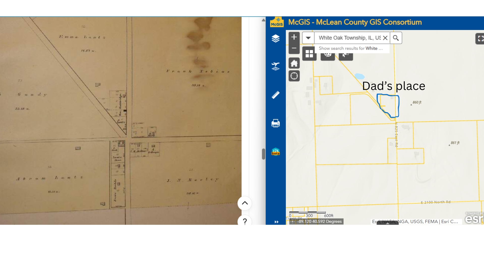 maps of oak grove in 1880 and today