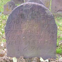 simple brownstone grave marker for William Ward