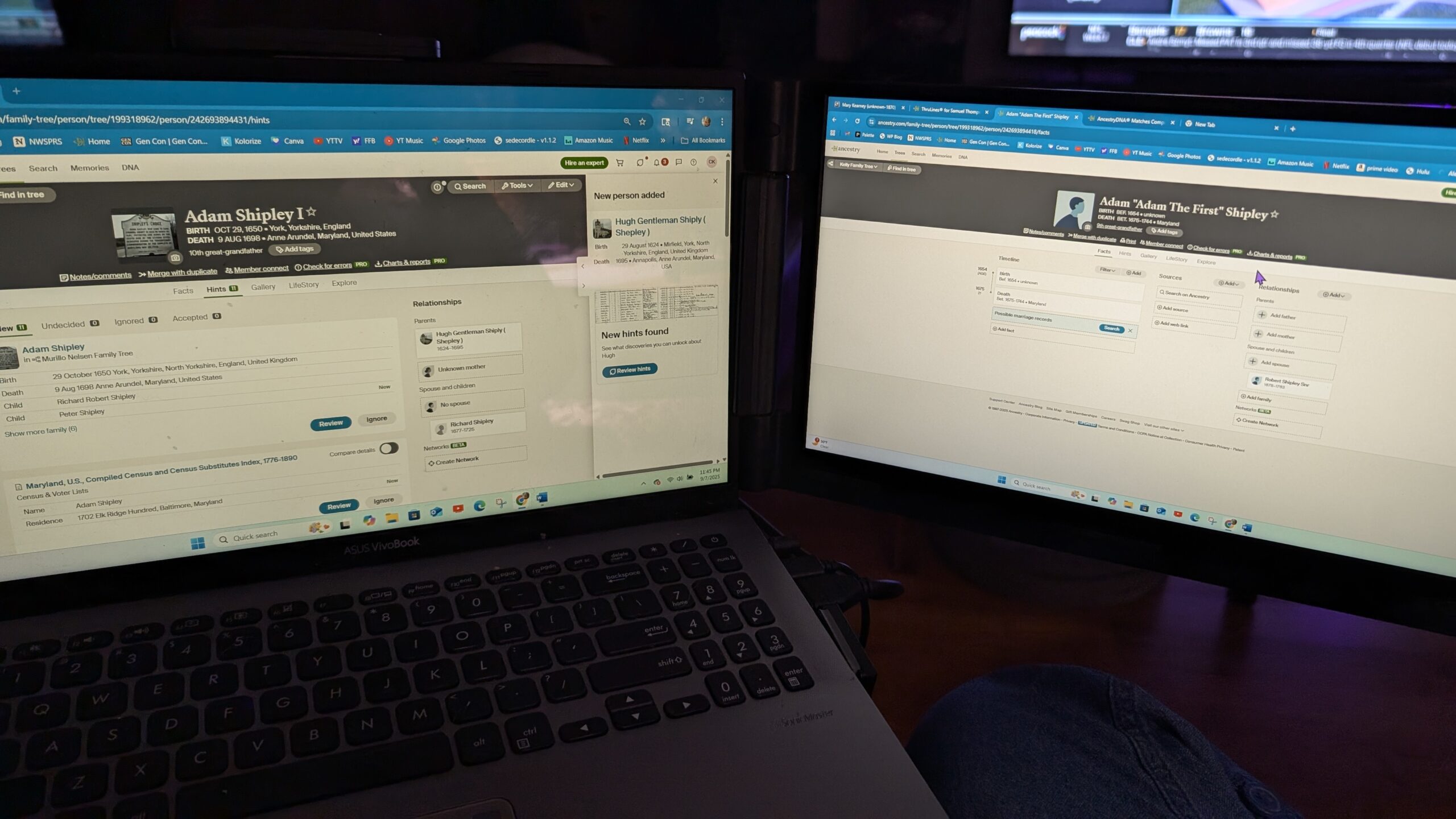 Adam Shipley of Maryland is My 9th and 10th GGF